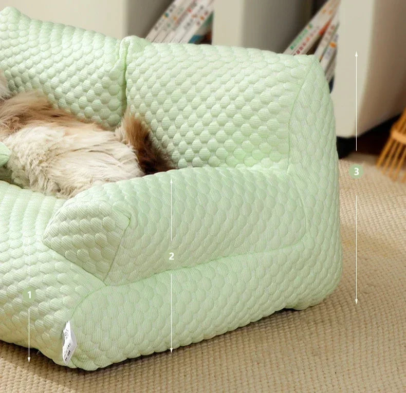 Cat Summer Beds Pet Sofa Dog Nest Removable Washable Waterproof Breathable Ice Silk Soft Cat Bed Small Kitten House
