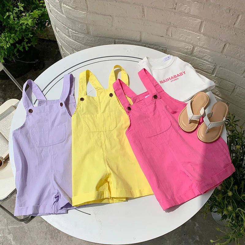 Cute Baby Children's Overall Baby Boys and Girls Korean Casual Pants Candy Color Costume  Overalls