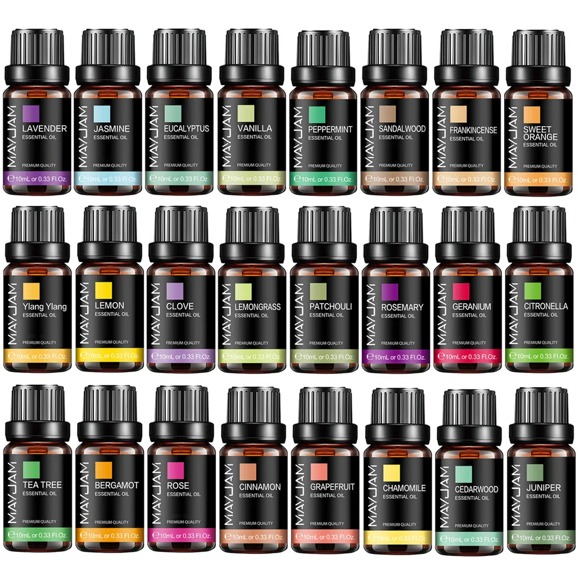 MAYJAM 10ML Lavender Lemongrass Jasmine Vanilla Eucalyptus Rose Lemon Essential Oil For Humidifier Diffuser Candle Making