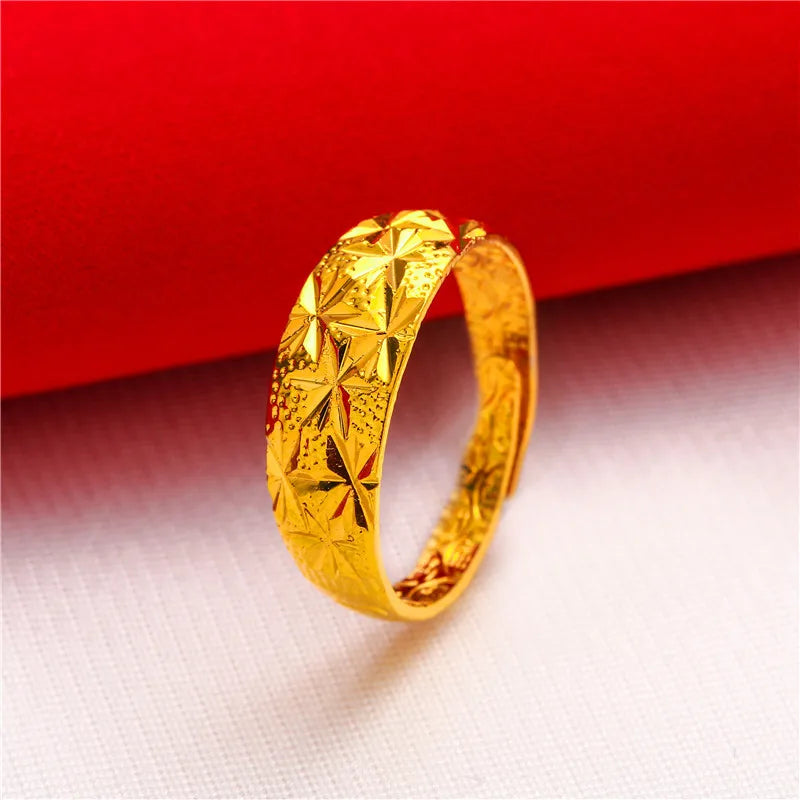 ANIID Ethiopia Dubai Flower Gold Color Arab Rings Resizable For Women Wedding Jewelry African Party Gift Nigerian Jewellery