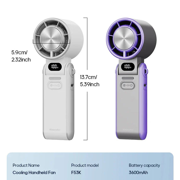 Portable High Speed Cooling Handheld Fan 3600mAh Rechargeable 100 Wind Speeds Adjustable Mini Foldable Air Cooling Turbo Fan