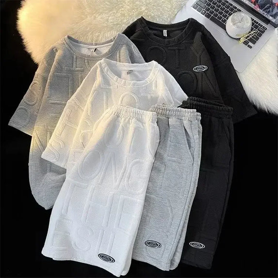 Trendy Casual Suit Men's Fashionable Five-piece Set Elegant Summer Simple Style Loose Fitting Long Sleeve Business Attire