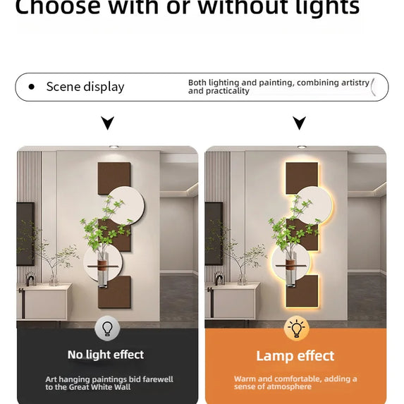 Modern Hydroponics Green Plants LED Decorative Paintings Home Decor Living Room Bedroom Entrance Hallway Sandstone Mural Lights