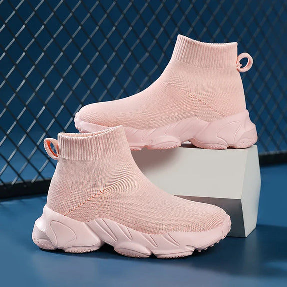 Kid Shoes Sneakers Fashion Knit Luxury Designer High Top Children Shoes Comfortable Casual Running Sports Tennis Shoes Boy Girls