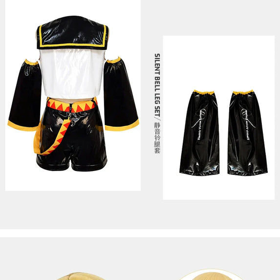 UWOWO Kagaminee Rin/Len Cosplay with Ears Collab Series: Kagaminee Rin Len Cosplay Top Shorts Costumes Cosplay Outfit