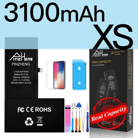 PINZHENG Battery For iPhone X XR XS 11 12 13 Mini Max Pro Promax Real High Capacity Replacement Bateria Warranty One Year