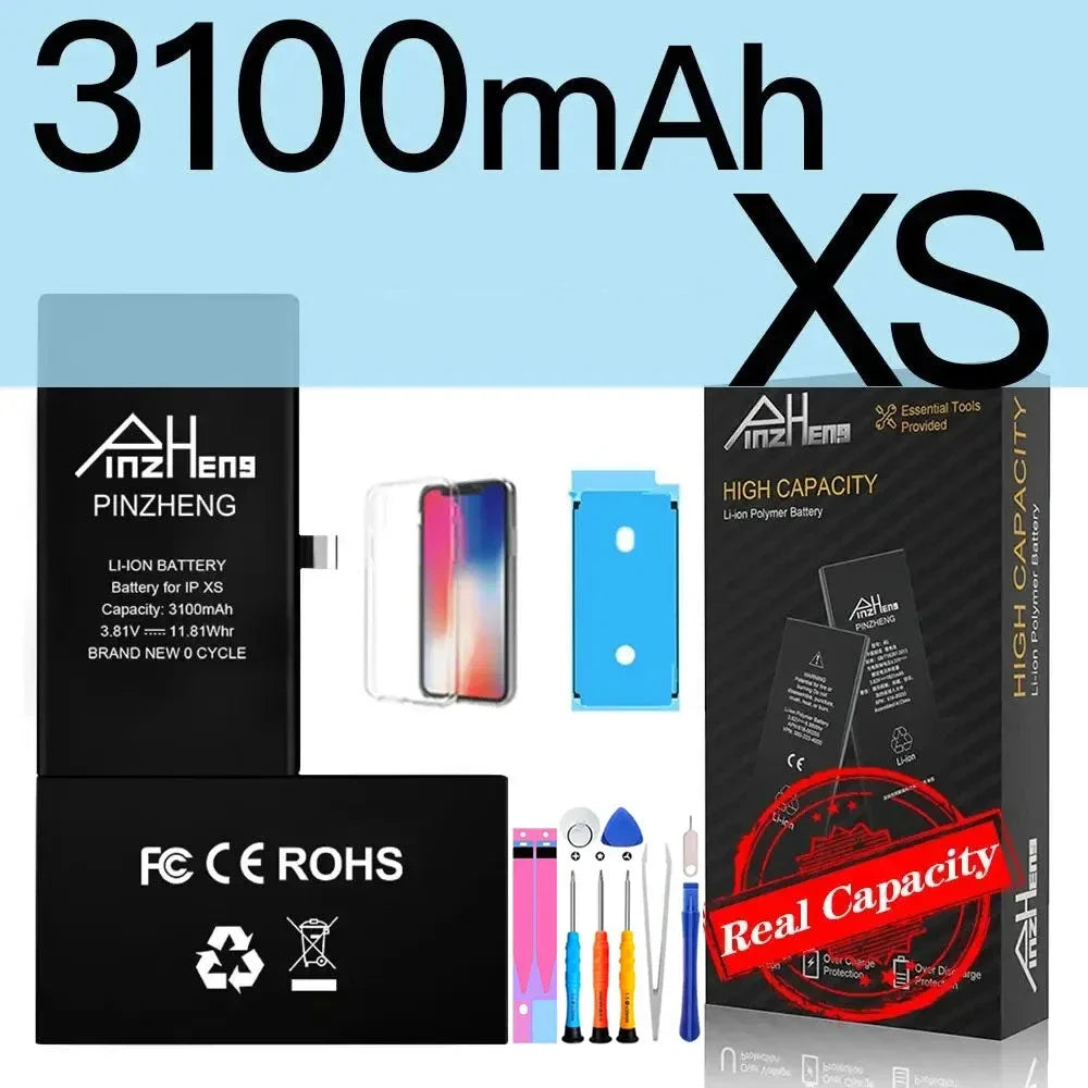 PINZHENG Battery For iPhone X XR XS 11 12 13 Mini Max Pro Promax Real High Capacity Replacement Bateria Warranty One Year