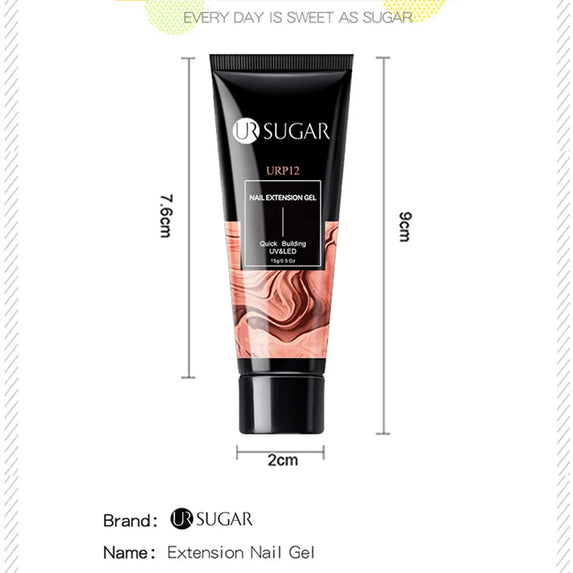 UR SUGAR 15ml Nail Extension Gel Soak Off UV LED Acrylic Crystal White Clear Nude Gel Nail Polish UV Construction Gel