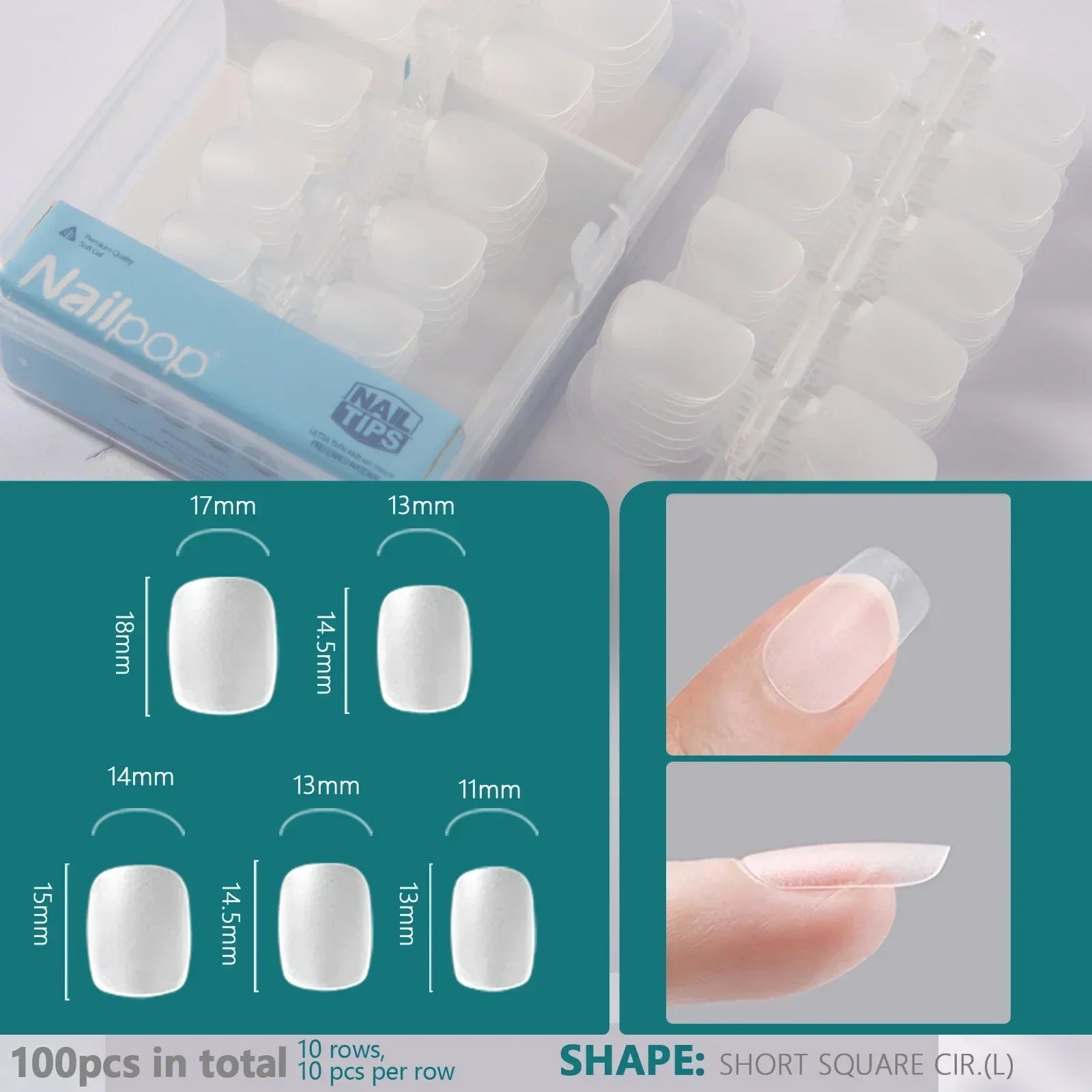 Nailpop Soft Gel Tips for Nails Extension System Ultra Matt Short Coffin Fake Nail Capsule for Handmade Press on Nails 100pcs