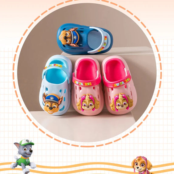 PAW PATROL Kids' Garden Shoes Boy and Girl Indoor Non-slip Soft Sole Slippers Breathable Deodorant Cute Cartoon Bow-Top Sandals