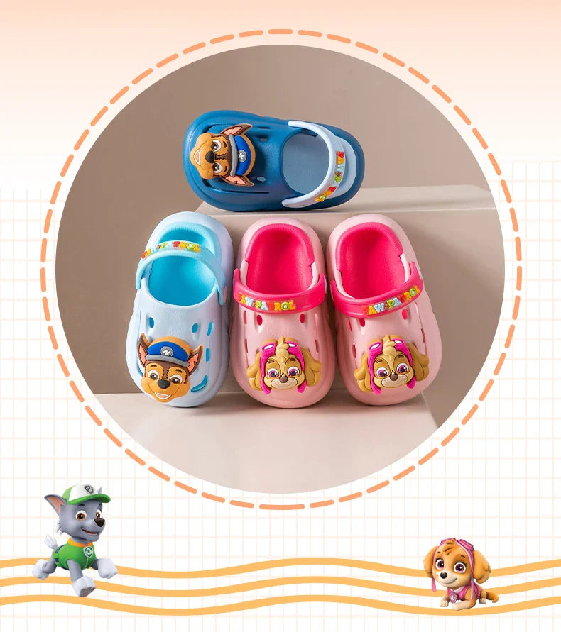 PAW PATROL Kids' Garden Shoes Boy and Girl Indoor Non-slip Soft Sole Slippers Breathable Deodorant Cute Cartoon Bow-Top Sandals