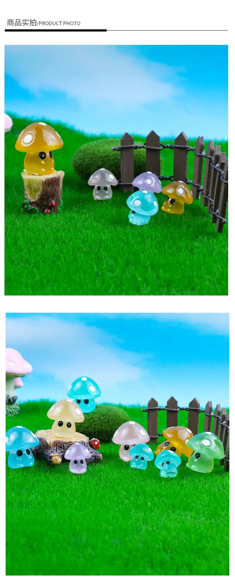 5-20PCS Mini Mushroom Elf Moss Microlandscape Decoration Miniature Luminous Mushrooms Fairy Garden Accessories Home DIY Decor