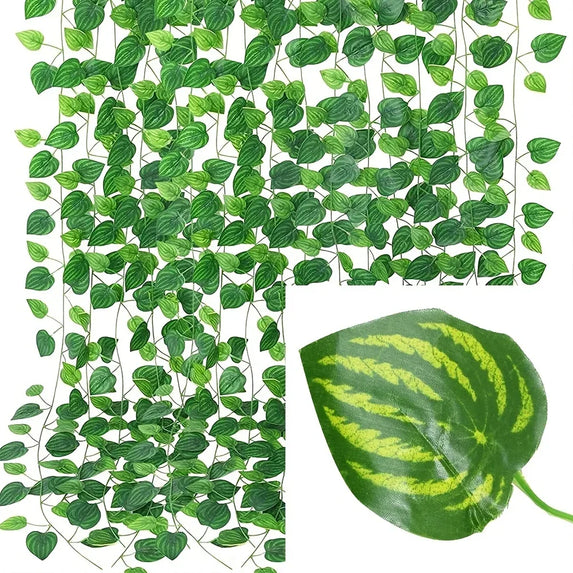 10/2M Artificial Plant Green Ivy Leaf Garland Hanging Vines Outdoor Greenery Wall Decor DIY Fake Wreath Leaves Home Party Decor