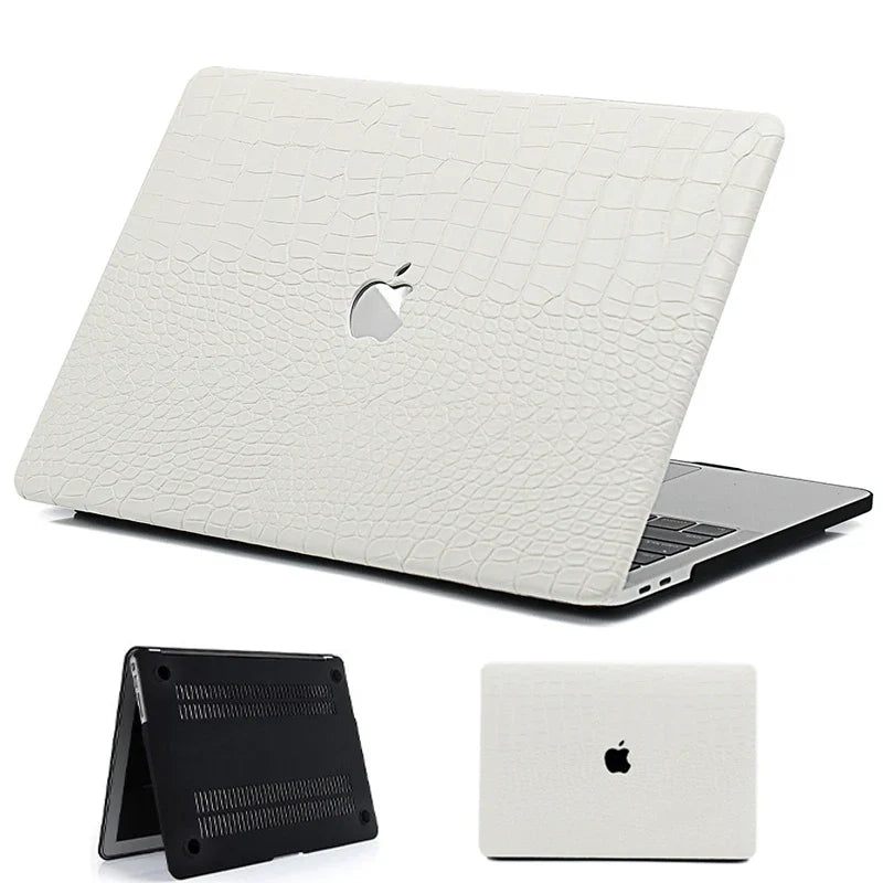 Laptop Case for Macbook Air 13.6 M2 A2681 White Crocodile Leather Plastic Hard Cover for Macbook Air 13 2337 A1932 2179 Pro 13