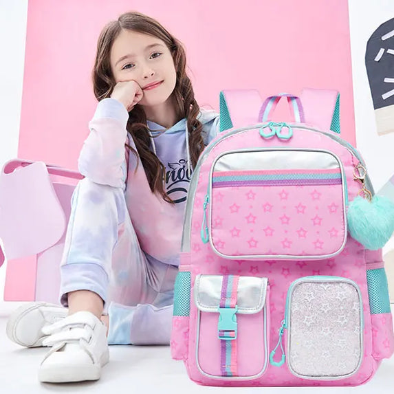 Meetbelify Backpack for Girls Schoolbag Aesthetic Backpack for Elementary Student Teen Girls Bookbag with Lunchbox and Penbag