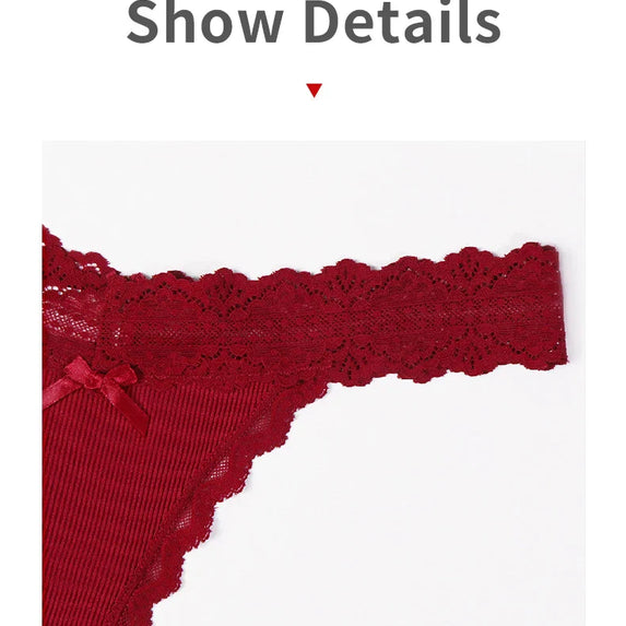 Lace Floral Women Panties Low Waist Breathable Briefs Female Thong Underwear Solid Sexy G-String Transparent Panty