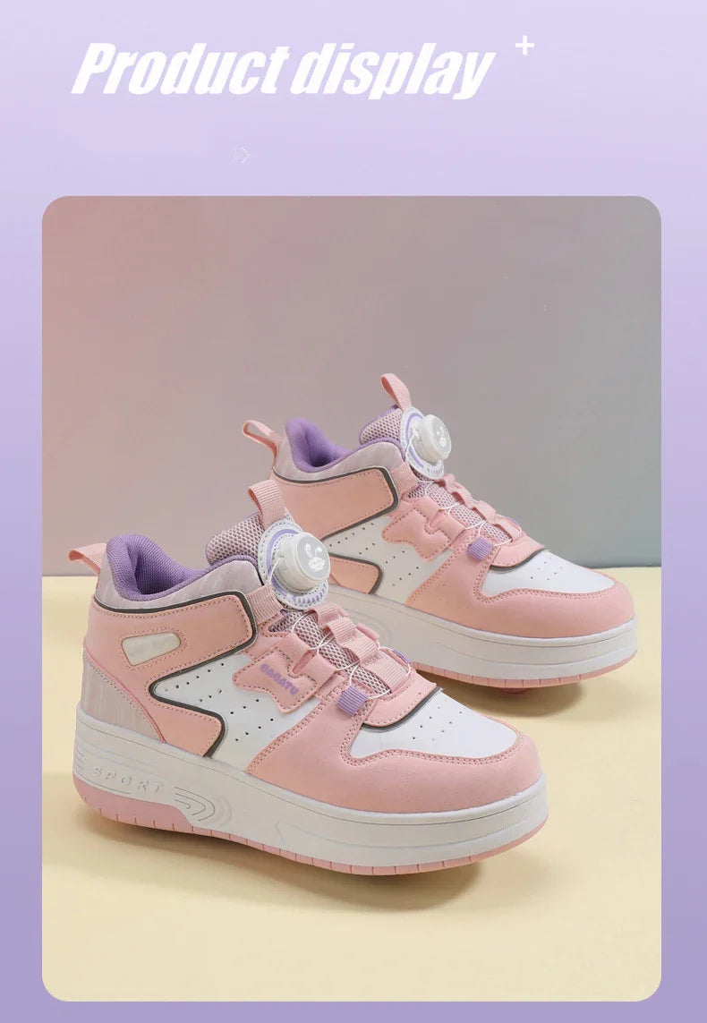 Children Junior Roller Skate Shoes Kids Sneakers with Two Boys Girls Wheels Shoes Running Adult Casual Boys Shoes size 31-42