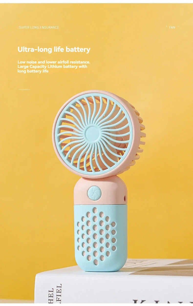 2025 New Handheld Charging Fan Cartoon Cute Small Student Charging Small Fan Portable Mini USB Fan Mini Pocket