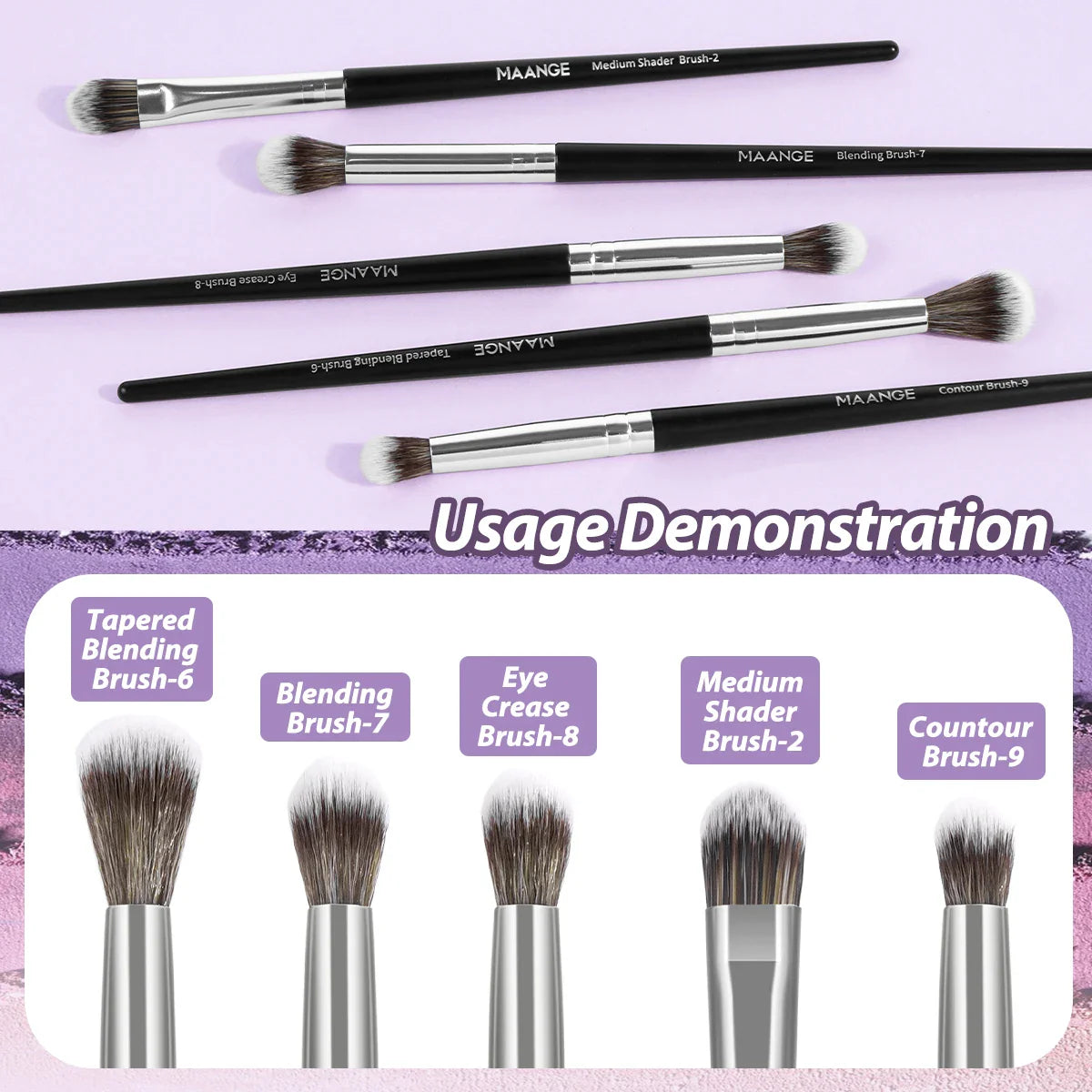 MAANGE 5PCS Eye Shadow Makeup Brush Set Concealer Brush Eye Cosmetic Soft Bristles Shader Brush Portable Beauty Makeup Tools