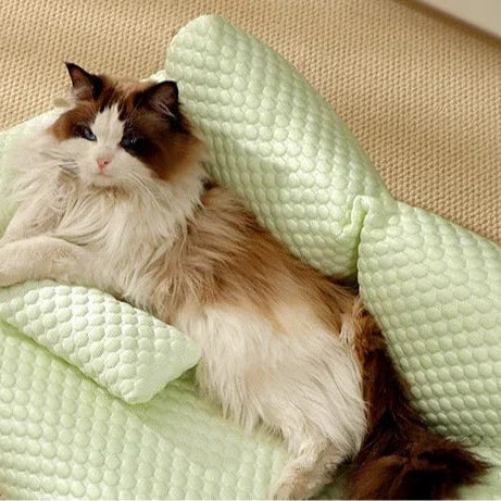 Cat Summer Beds Pet Sofa Dog Nest Removable Washable Waterproof Breathable Ice Silk Soft Cat Bed Small Kitten House