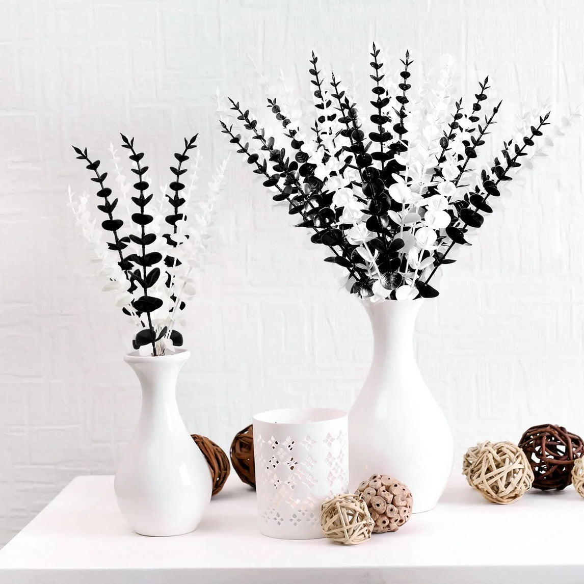 Yannew 12pcs Artificial Eucalyptus Stems Silver Dollar Greenery Fake Plants for Wedding Bouquet Floral Arrangement Home Decor