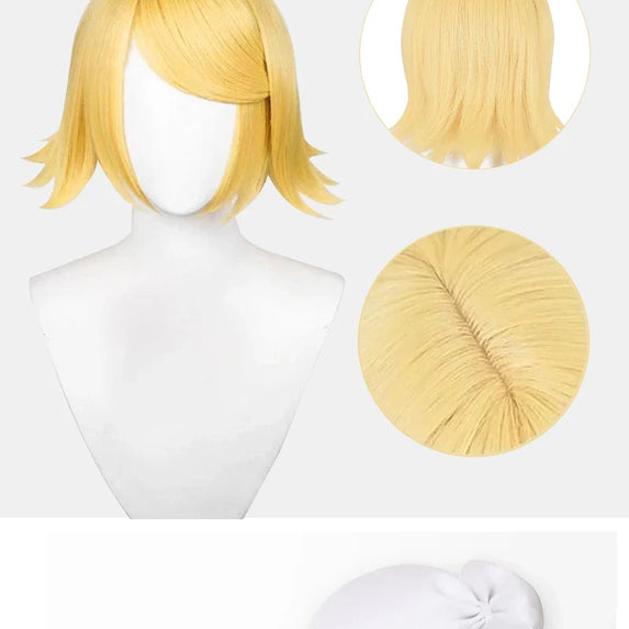 UWOWO Kagaminee Rin/Len Cosplay with Ears Collab Series: Kagaminee Rin Len Cosplay Top Shorts Costumes Cosplay Outfit