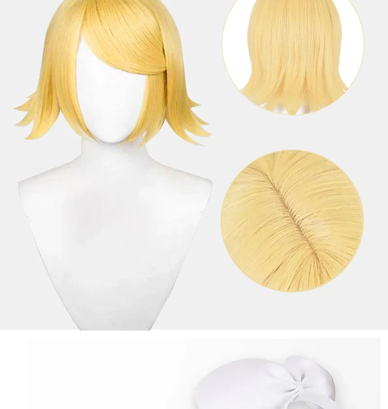 UWOWO Kagaminee Rin/Len Cosplay with Ears Collab Series: Kagaminee Rin Len Cosplay Top Shorts Costumes Cosplay Outfit