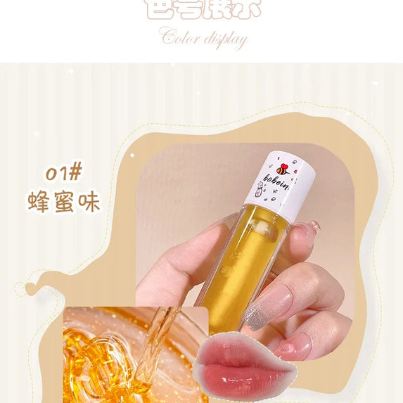 Peach Milk Lip Oil, Bee Lip Balm, Moisturizing Lip Balm, Soothing and Hydrating Lip Oil, Easily Repairs Dry, Cracked Lips