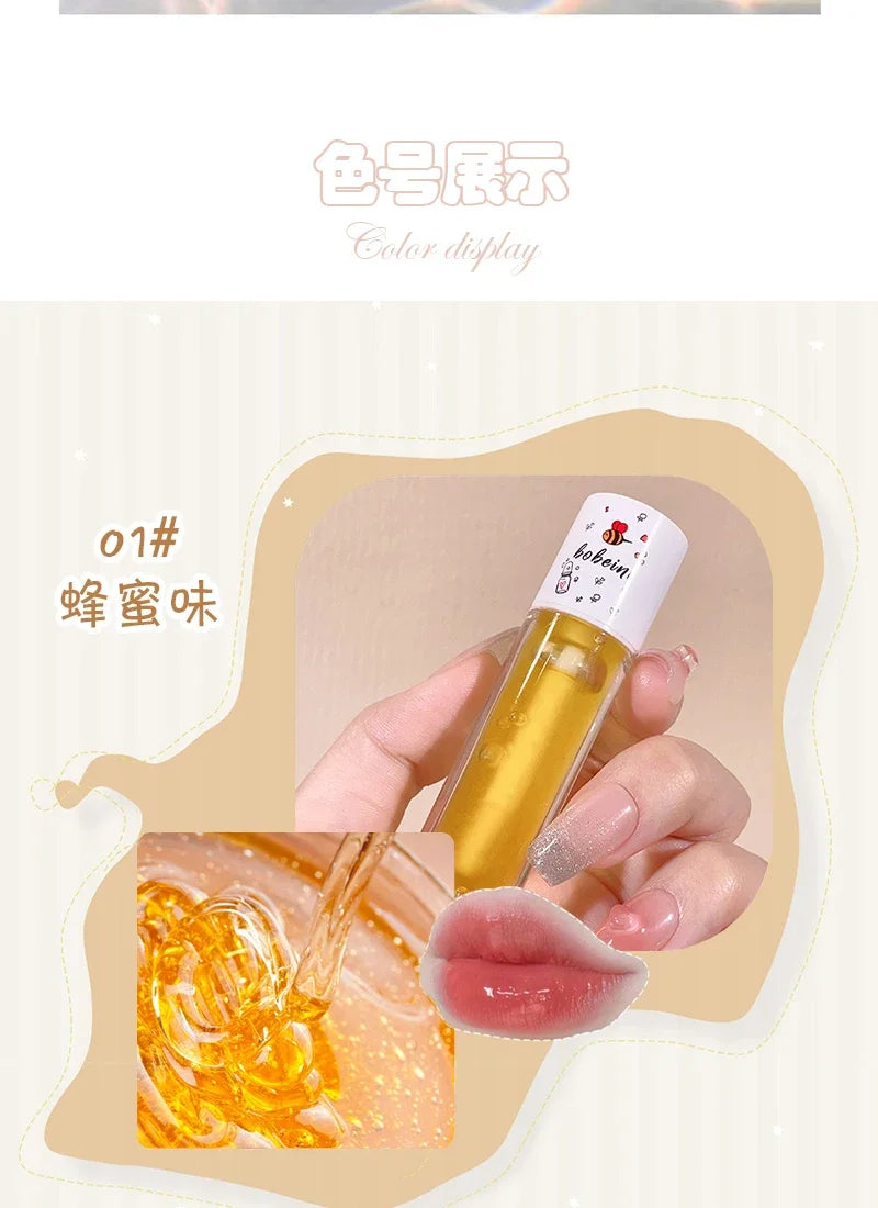 Peach Milk Lip Oil, Bee Lip Balm, Moisturizing Lip Balm, Soothing and Hydrating Lip Oil, Easily Repairs Dry, Cracked Lips