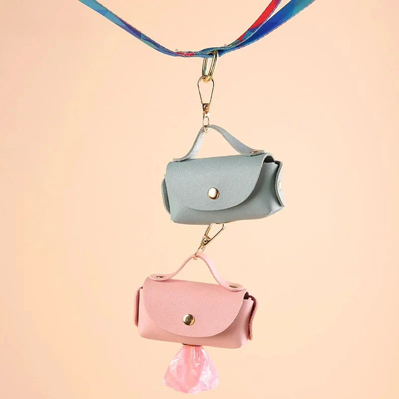Portable Dog Poop Bag Organizer Stylish Pet Bag Holder Leather Pet Poop Bag Holder With Dispenser For Dog Bags Pet Supplies