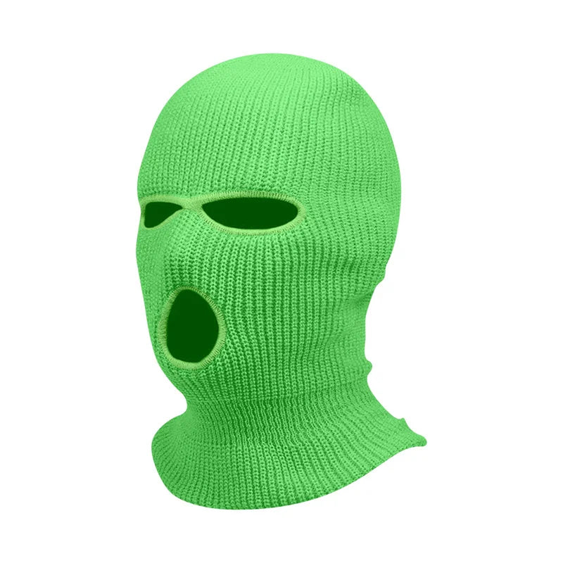 3Holes Winter Warm Unisex Balaclava Mask Hat Embroidery Full Face Mask Knitted Cycling Ski Snowboard Hat Cap Hip Hop Beanie Gift