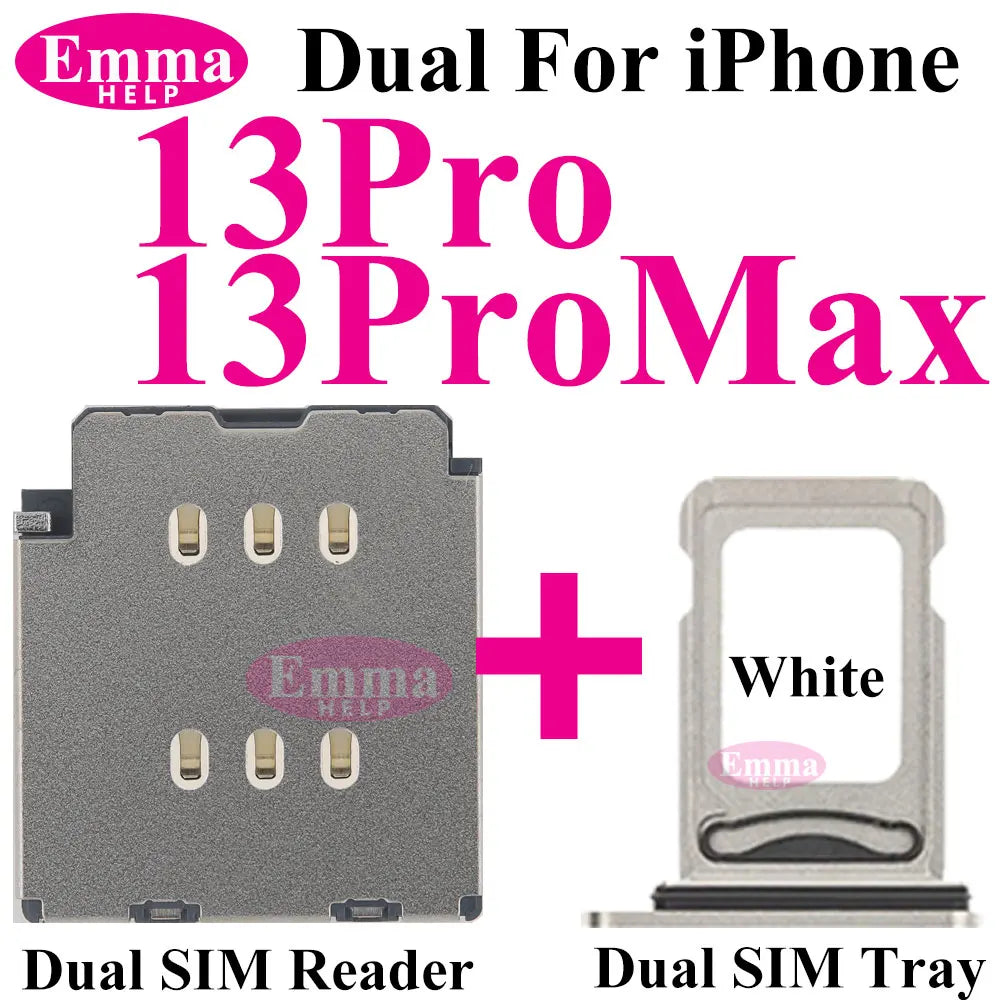 EmmaHelp 1set Dual Sim Card Reader Connector Flex Cable + Tray Slot Holder Adapter for iPhone 11 12 13 14 15 Pro Max XR XSMax