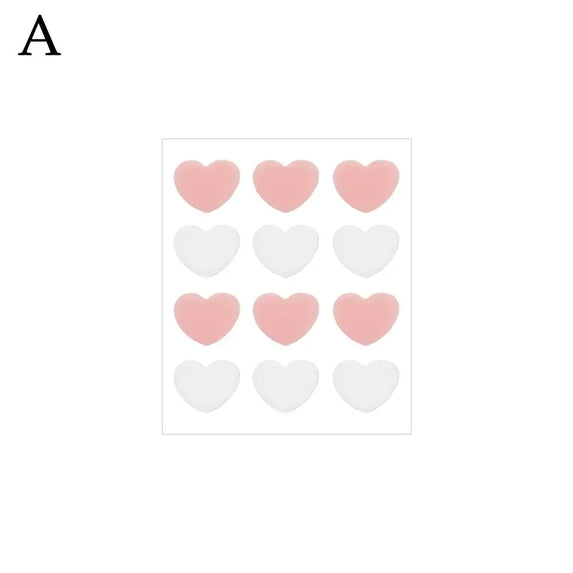 12/20 Counts Acne Care Patches Cute Pink Heart Shaped Acne Pimple Patches Invisible Acne Cover Treatment Stickers Skin Care
