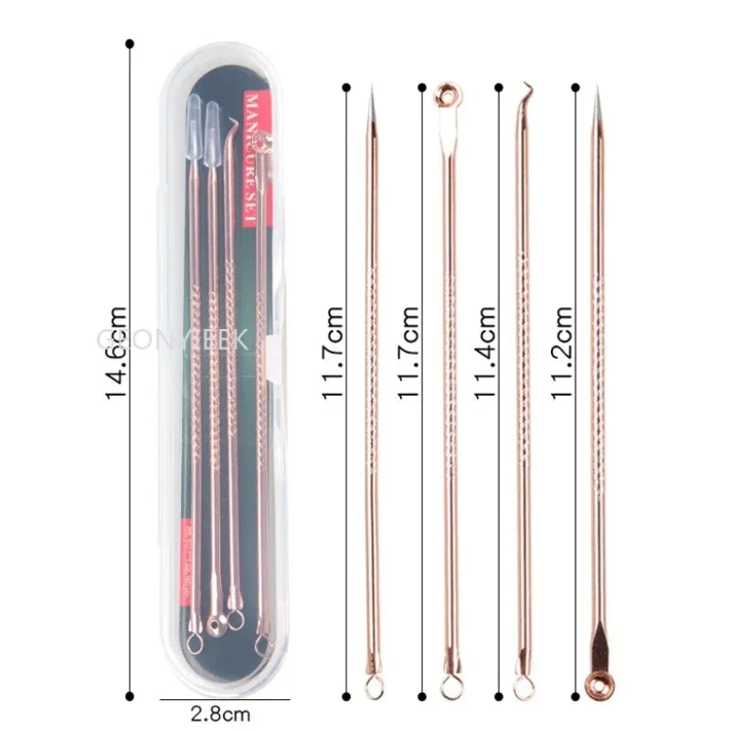 4Pcs Pimple Popper Tool Kit, Blackhead Remover Acne Needle Tools Set Removing Care Comedone Whitehead Popping Zit Skin Care Tool