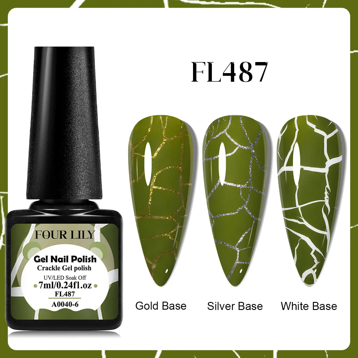Four Lily 7ml Crackle Gel Nail Polish Hybrid Natural Dry DIY Nail Art Cracking Gel Polish Semi Permanent Soak Off Varnish Design