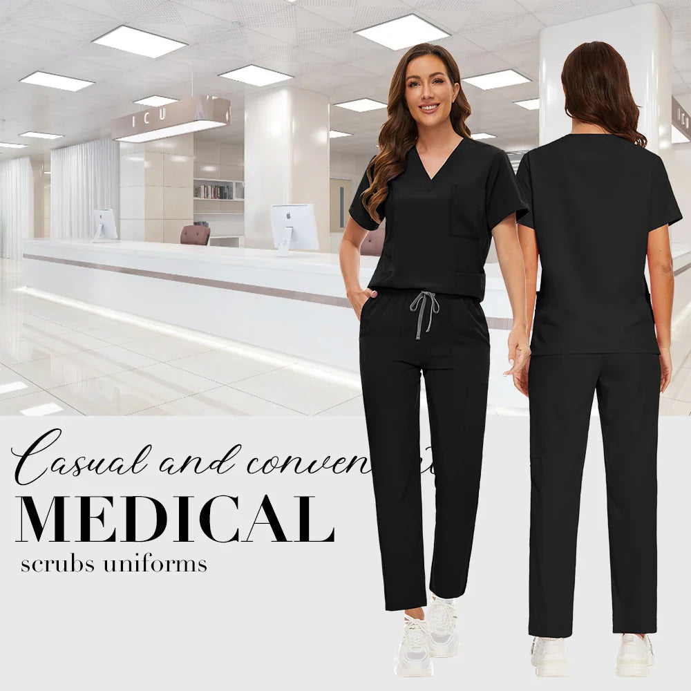 Anti Wrinkle Washable Soft Hospital Uniform Hot Sale Pet Vet Nurse Scrub Set Women Medical Scrubs Sets Women Medical Accessories