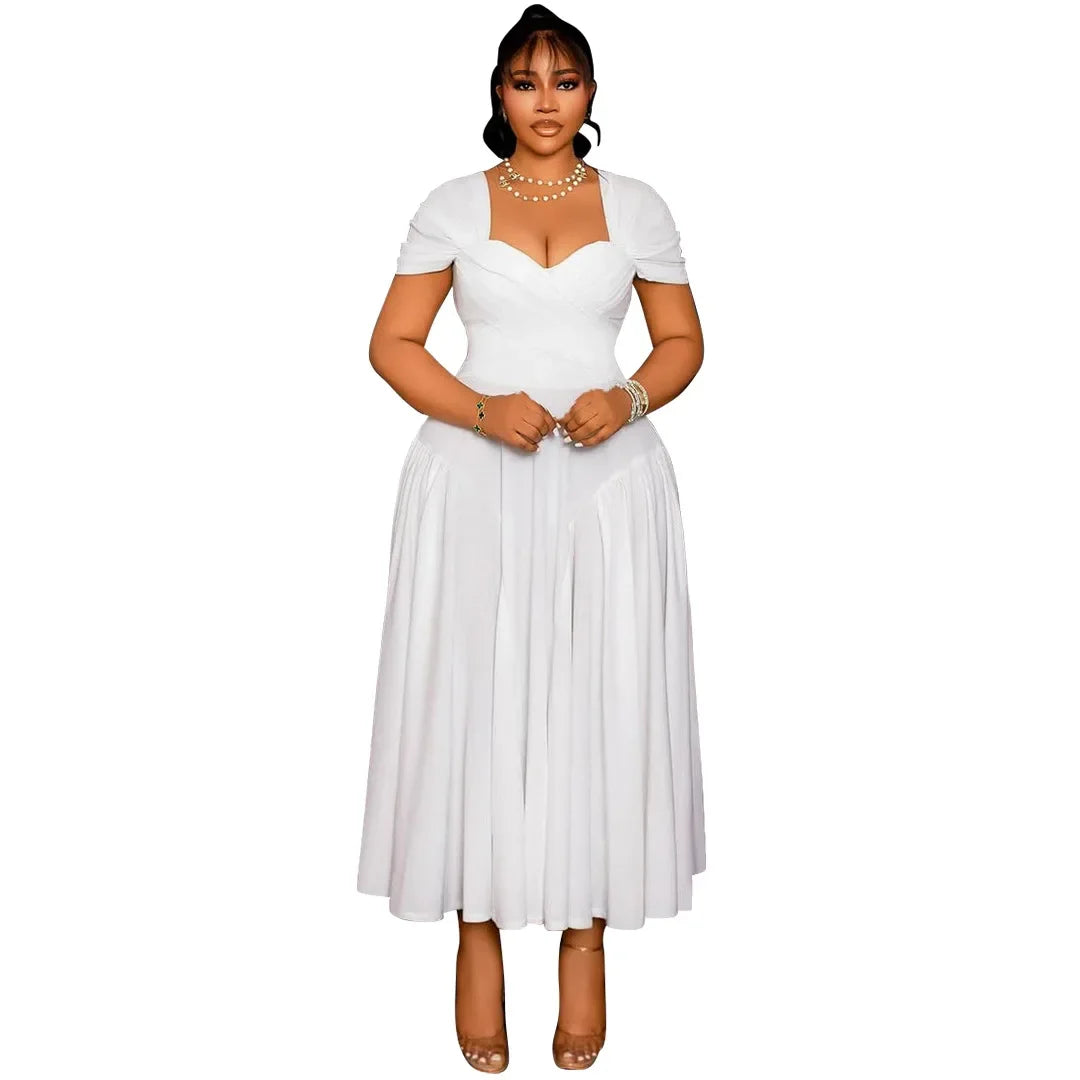 Plus Size Fashionable Elegant Long Strapless plus Size Dress for Black Women N8072 Cross-Border Large Size Clothing Sexy Wais...