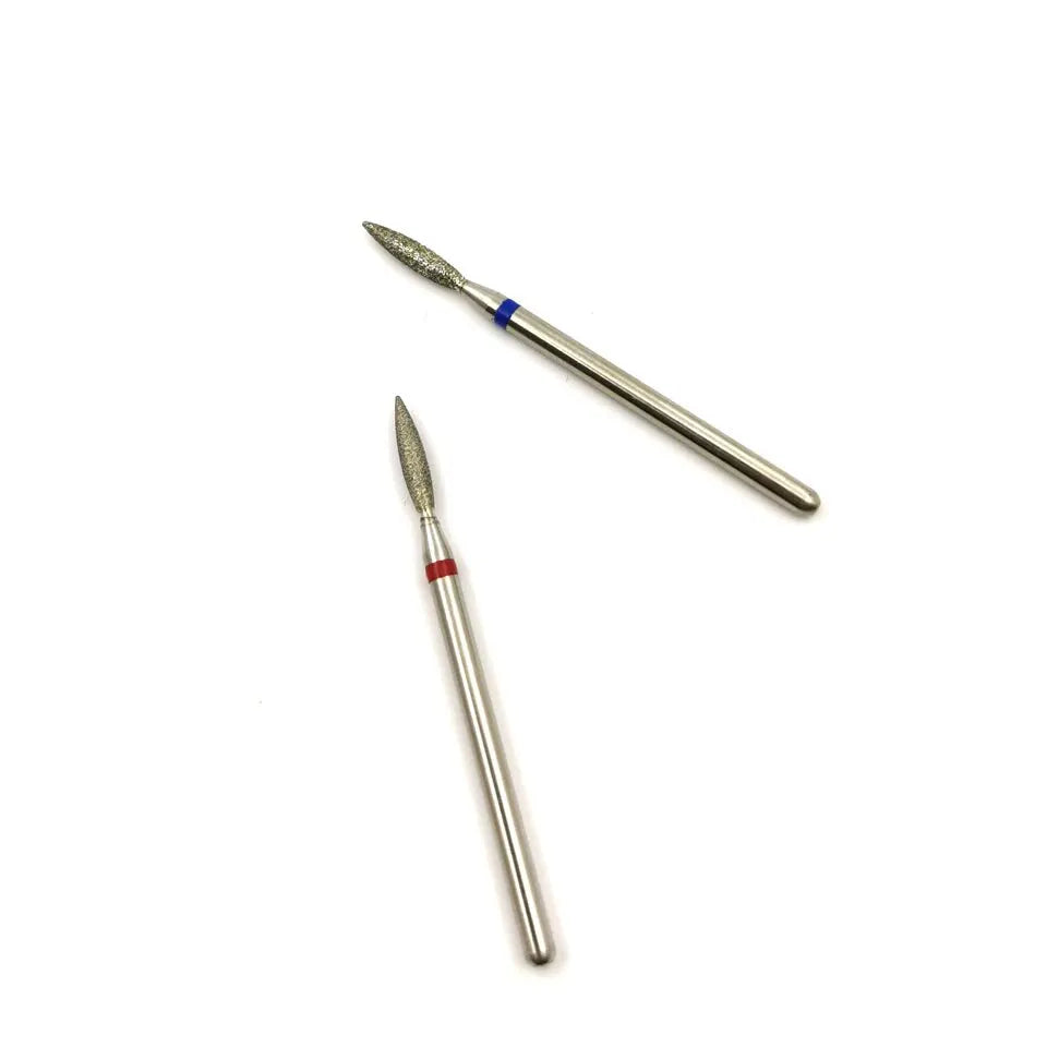 HYTOOS Fine Diamond Nail Drill Bits Flame Shape Russian Mills Cuticle Clean Burr Electric Manicure Drills Nails Accessories