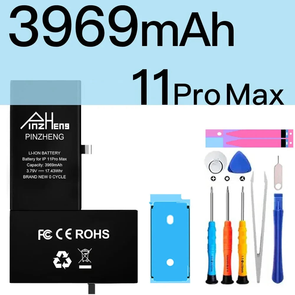 PINZHENG Battery For iPhone X XR XS 11 12 13 Mini Max Pro Promax Real High Capacity Replacement Bateria Warranty One Year