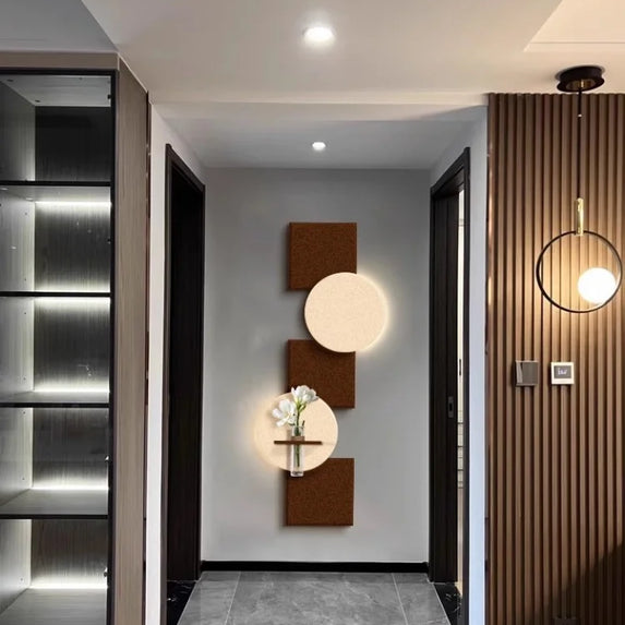 Modern Hydroponics Green Plants LED Decorative Paintings Home Decor Living Room Bedroom Entrance Hallway Sandstone Mural Lights