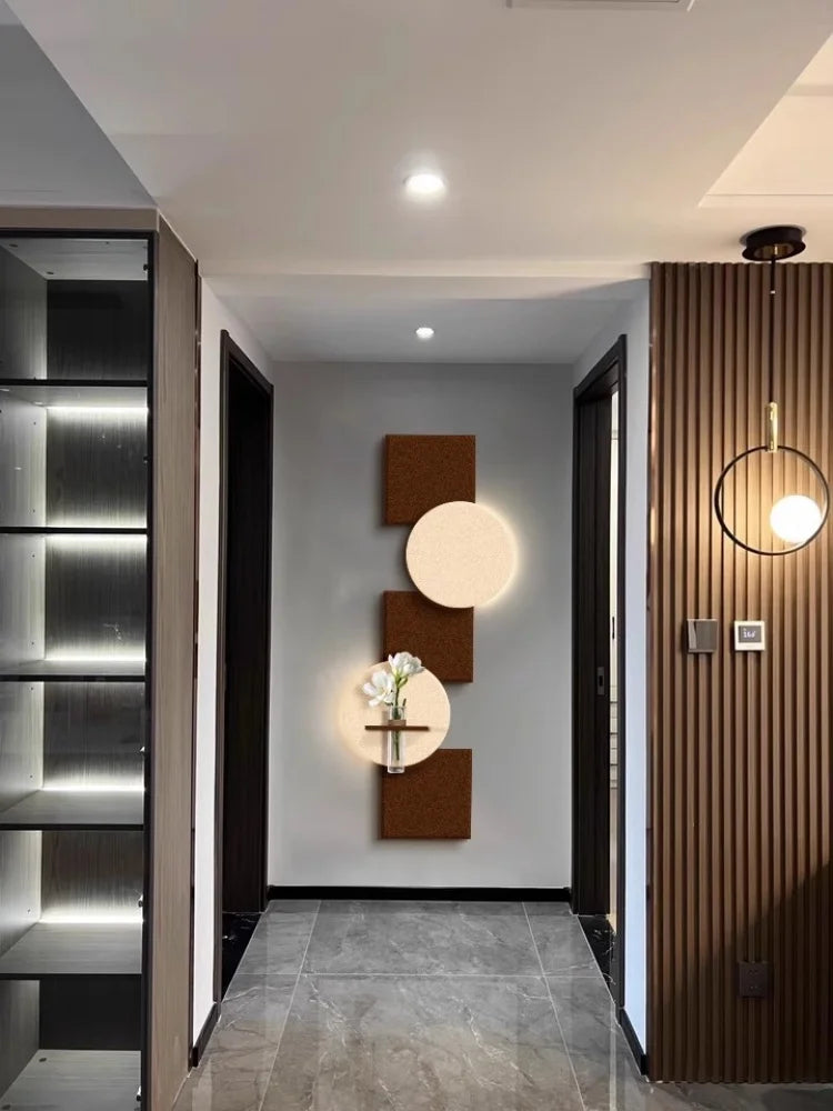 Modern Hydroponics Green Plants LED Decorative Paintings Home Decor Living Room Bedroom Entrance Hallway Sandstone Mural Lights