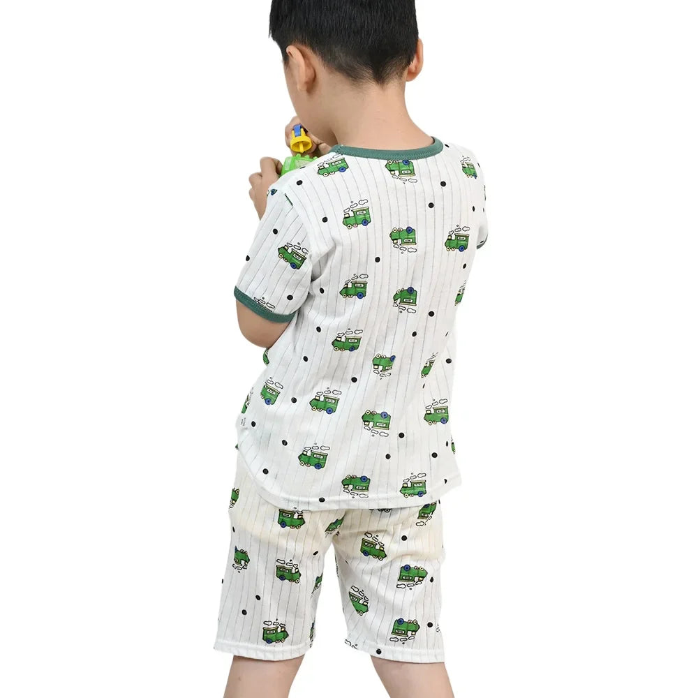 Children's Clothing Summer Boy Girl Home Sleepwear Sets Kids Cotton Short Sleeve T-Shirt Tops with Shorts Toddler Baby Pajamas
