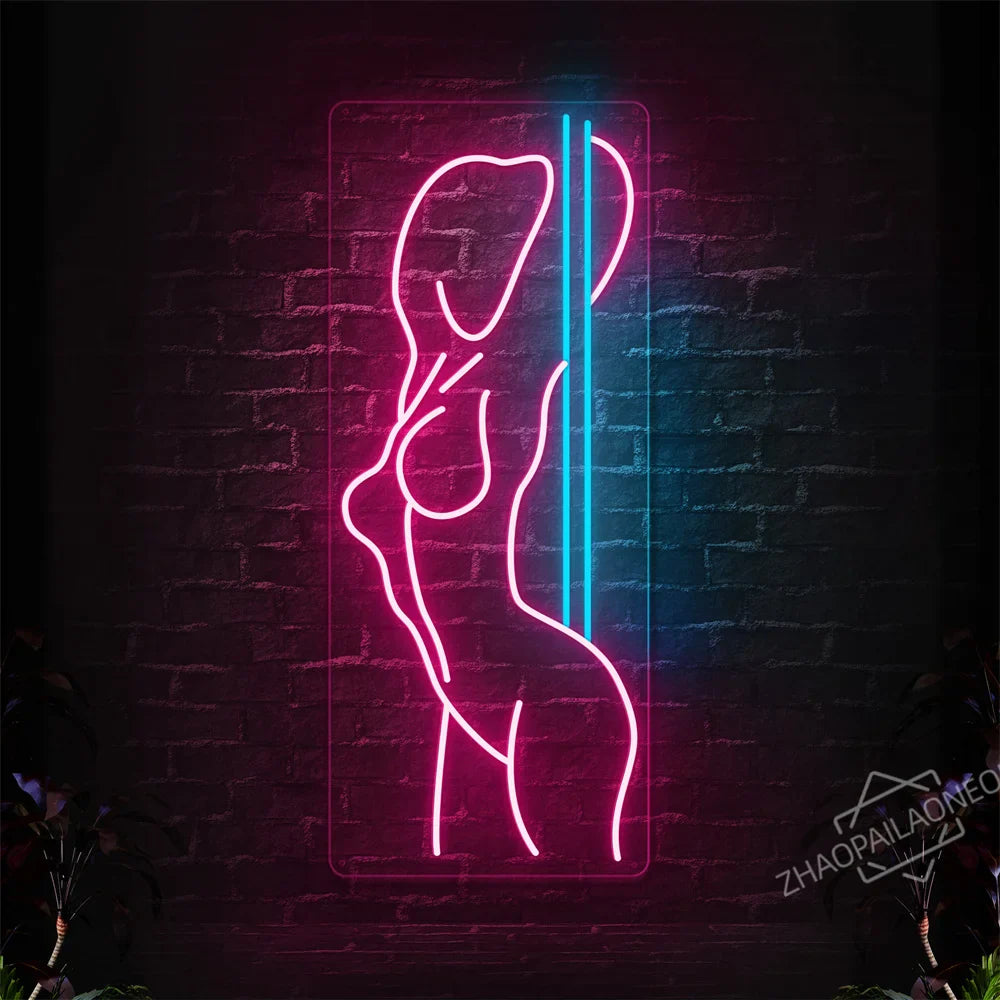 Sexy Lady Body Pink LED Neon Light Sign Wall Decor Dimmable LED Lights Bedroom Living Bar Club Decorations Game Room Party Gift