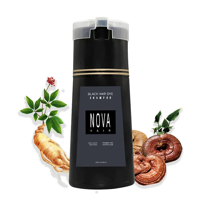 Nova Hair Dye Shampoo Quick Coloring Natural Harmless Cover White Grey Shampoo 3-in-1 Cleaning Nourishing Hair Dye Product