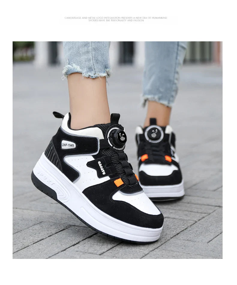 Children Junior Roller Skate Shoes Kids Sneakers with Two Boys Girls Wheels Shoes Running Adult Casual Boys Shoes size 31-42