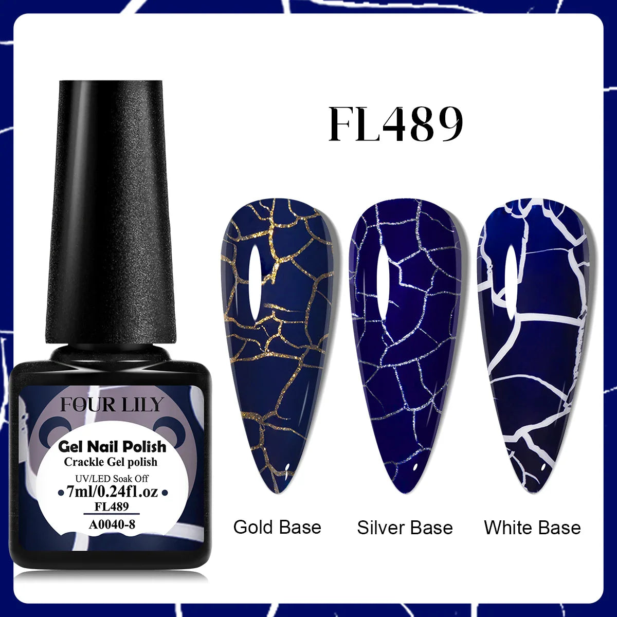 Four Lily 7ml Crackle Gel Nail Polish Hybrid Natural Dry DIY Nail Art Cracking Gel Polish Semi Permanent Soak Off Varnish Design