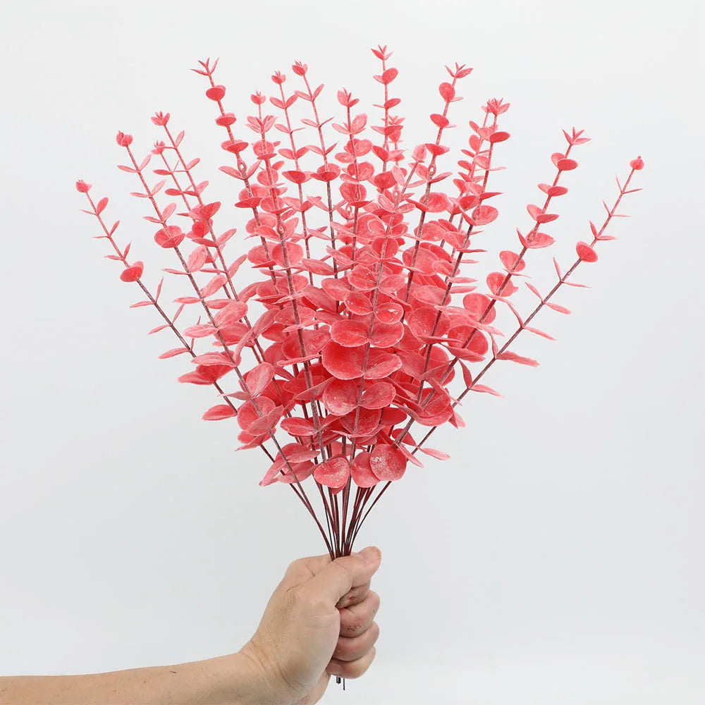 5pcs/Lot Artificial Gold Eucalyptus Branch Stem Artificial Plants for Wedding Flower Arrangement Greenery Home Decoration