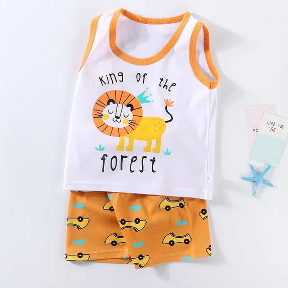 Children Sets Kids Vest Suit 2PCS Set Summer Cotton T-Shirt Girl Shorts Clothes Children Boys Girls Sleeveless Suit Wear Cloth
