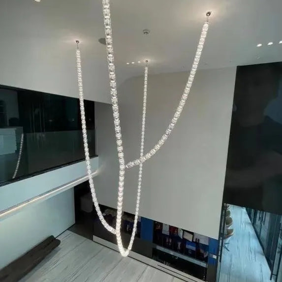 Post-modern simple luxury dining room glass chandelier Nordic designer minimalist art strip living room study bar