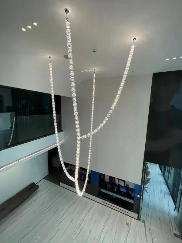 Post-modern simple luxury dining room glass chandelier Nordic designer minimalist art strip living room study bar
